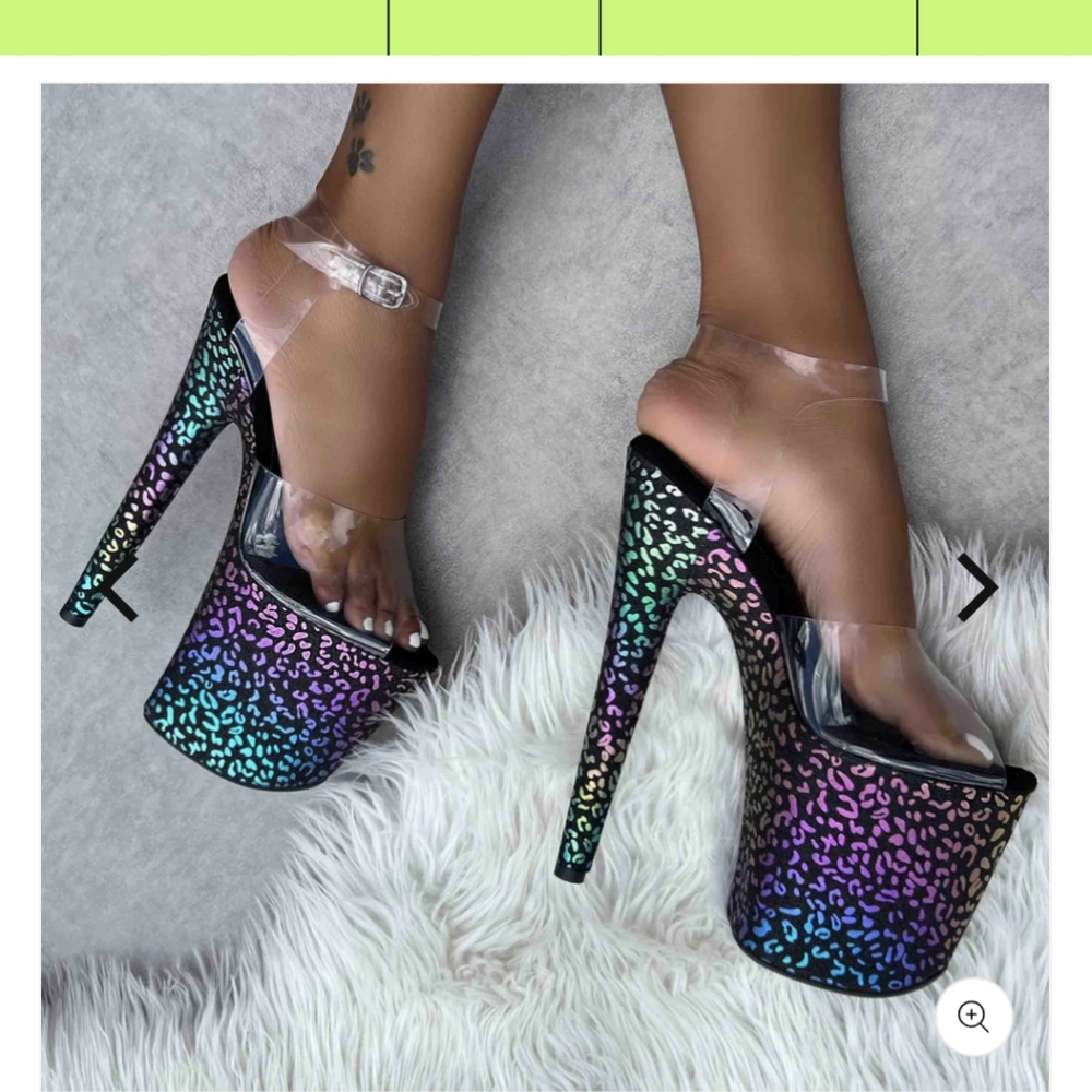 Hella Heels: Moonlight Leopard Stiletto Pole Dancing Stripper Shoes 8" Size 6